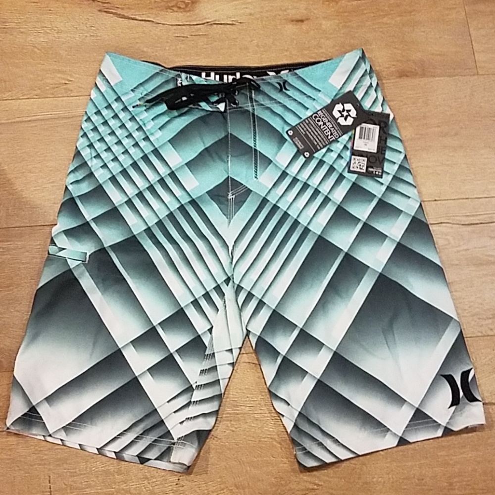 Hurley Board Shorts in aqua green pattern